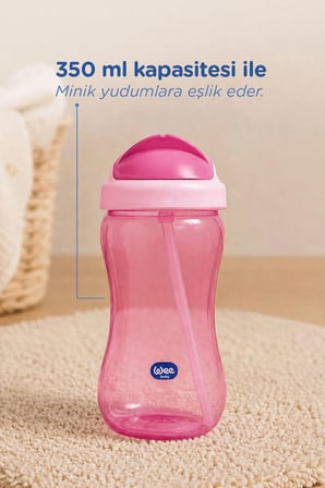 Wee Baby Pipetli Bardak 350 ml Pembe 6+ Ay