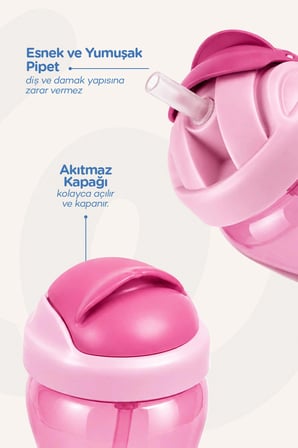 Wee Baby Pipetli Bardak 350 ml Pembe 6+ Ay