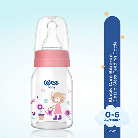 Wee Baby Klasik Cam Biberon 125 ml Pembe