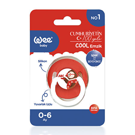 Cool Yuvarlak Uçlu Emzik No:1 Kırmızı Baykuş 0-6 Ay