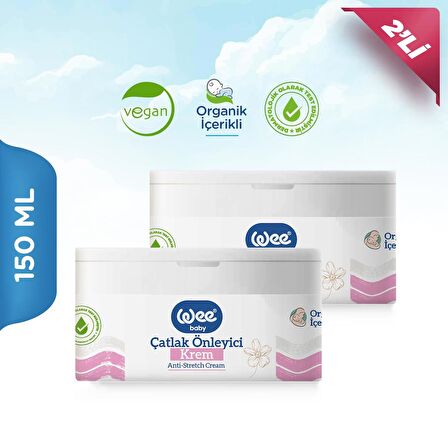 Wee Baby Organik Bebek Çatlak Önleyici Krem 150 ml (2 Adet)