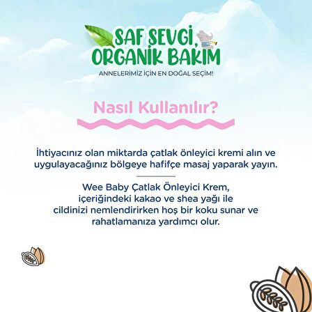 Wee Baby Organik Bebek Çatlak Önleyici Krem 150 ml (2 Adet)