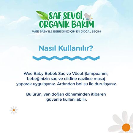 Wee Baby Organik Bebek  Şampuan 500ml + Organik Çatlak Önleyici Krem 150 ml 