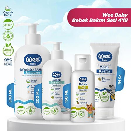 Wee Baby Bebek Yağı 150 ml + Şampuan 500 ml + Losyon 200 ml + Pişik Kremi 75 ml Bakım Seti