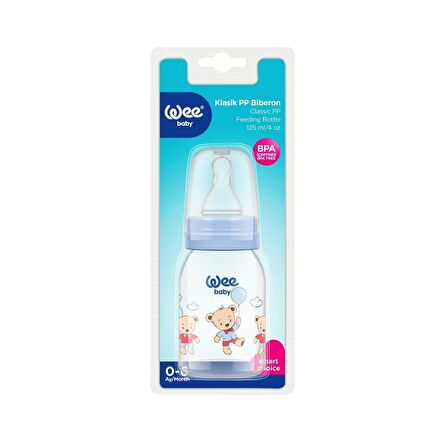 Wee Baby Klasik PP Biberon 125 ml - Mavi (2'li Set) BULK