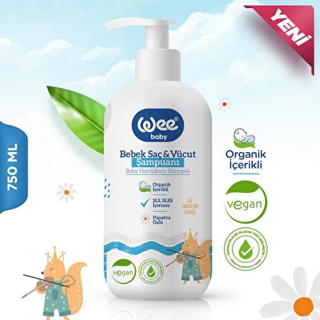 Wee Baby Organik Bebek Şampuanı 750 ml (2 Adet)