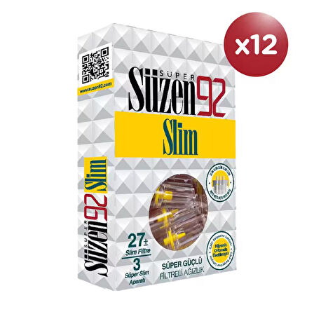 Süzen92 Sigara Ağızlığı Filtresi Slim 27x12 Bundle