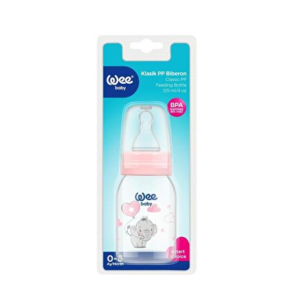 Wee Baby Klasik PP Biberon 125 ml - Pembe (2'li Set) - BULK