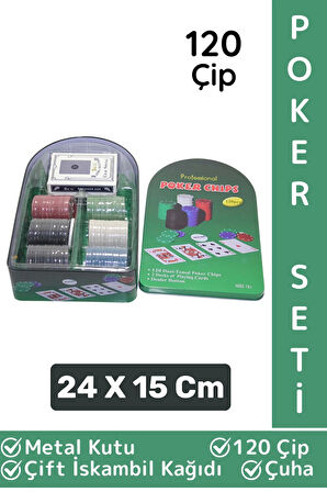 Premium Blackjack Texas Holdem Casino 120 Poker Çip Çift İskambil Kağıdı Metal Kutu Poker Oyunu Seti
