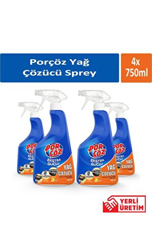 Porçöz Yağ Çözücü Sprey 750 ml x 4 Adet