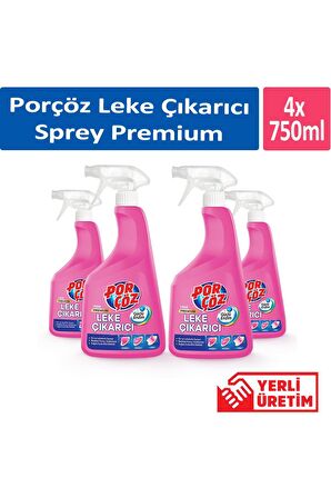 Porçöz Leke Çıkarıcı Sprey Premium 750 ml x 4 Adet