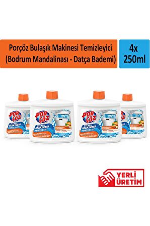 Porçöz Bulaşık Makinesi Temizleyici (Bodrum Mandalinası - Datça Bademi) 250 ml x 4 Adet