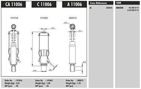 Mercedes Truck Kabın Amortısoru On Koruklu Mercedes Actros 1831-1835-1840-1843-1848-1853 93 > (om541) - Connect Ca 11006
