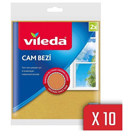 Vileda +%30 Mikrofiberli Cam Bezi 2'li x 10 Paket