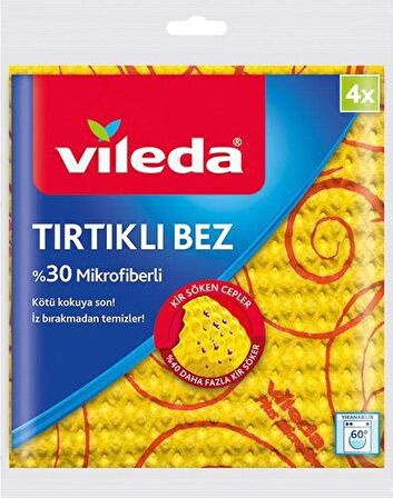 Vileda Tırtıklı Kir Söken Cep %30 Mikrofiber Temizlik Bezi 4'lü 