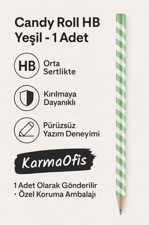 Candy Roll HB Pembe Kurşun Kalem – 1 Adet | Şerit Desenli – HB Uç