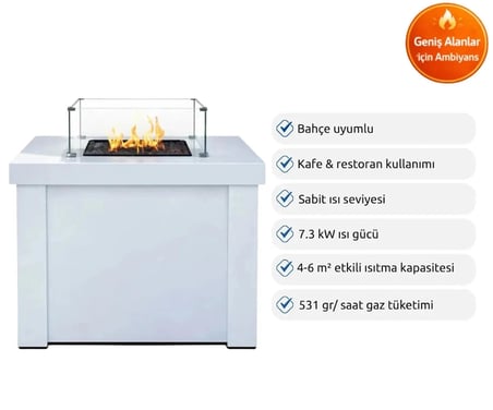 Aygaz Lhotse 817-B LR Dış Mekan Isıtıcı Lav Taşlı Beyaz - Kılıf Hediyeli