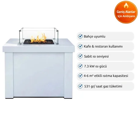 Aygaz Lhotse 817-B LR Dış Mekan Isıtıcı Lav Taşlı Beyaz - Kılıf Hediyeli