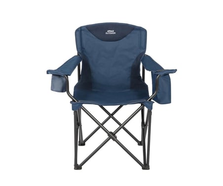 ÇELİK KATLANIR KAMP SANDALYESİ XXL KING SIZE – Lacivert, 150 kg Kapasiteli, Güçlü ve Pratik – Buzluk, Termal Bardaklık, Dolgulu Kolçak, PVC Kaplama, Taşıma Çantası