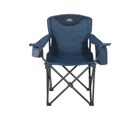 ÇELİK KATLANIR KAMP SANDALYESİ XXL KING SIZE – Lacivert, 150 kg Kapasiteli, Güçlü ve Pratik – Buzluk, Termal Bardaklık, Dolgulu Kolçak, PVC Kaplama, Taşıma Çantası