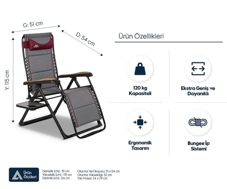 EKSTRA GENİŞ ALÜMİNYUM ŞEZLONG SANDALYE – 120 kg Kapasiteli, Konforlu ve Şık – Zero Gravity Lounger Tasarımı, Boyun Yastığı, Katlanabilir Yan Sehpa, Ayak Uzatma Desteği