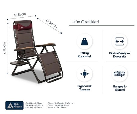 EKSTRA GENİŞ ALÜMİNYUM ŞEZLONG SANDALYE – 120 kg Kapasiteli, Konforlu ve Şık – Zero Gravity Lounger Tasarımı, Boyun Yastığı, Katlanabilir Yan Sehpa, Ayak Uzatma Desteği