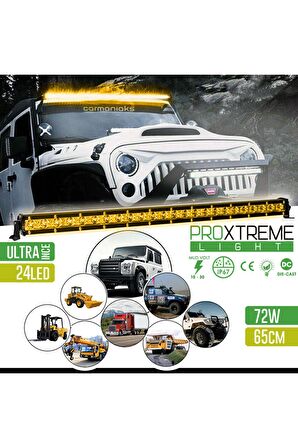 Cree 24 Led 72w Yayıcı Delici Ince Sarı Off Road Led Bar 65cm