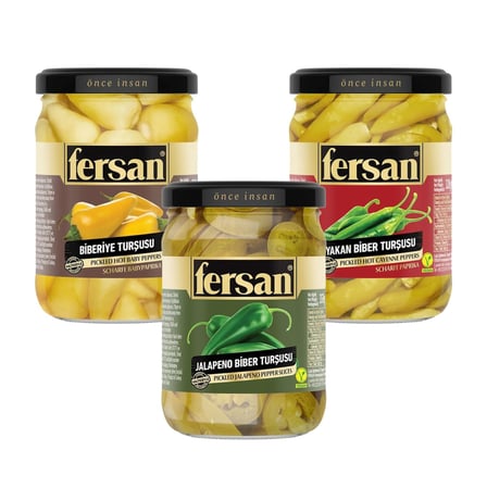 Fersan Biber Turşusu 370 cc 3 lü Karma Paket / Biberiye - Yakan Biber - Jalapeno