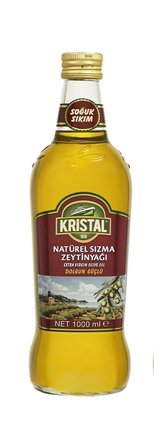 Kristal Natürel Sızma Zeytinyağı Dolgun Güçlü 1 L Cam Şişe 2 Li