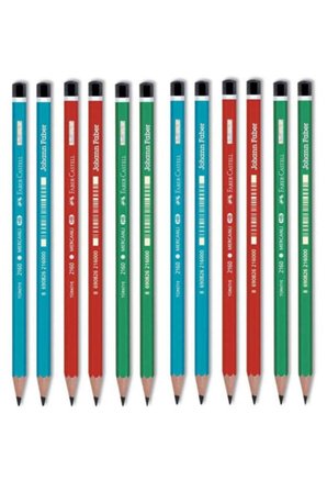 Faber-castell 12'li Mercanlı Kurşun Kalem (3 Renk X 4 Adet)