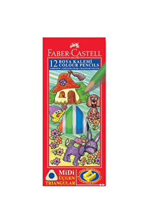 FABER CASTELL MİDİ ÜÇGEN BOYA KALEMİ 12/TB 334000