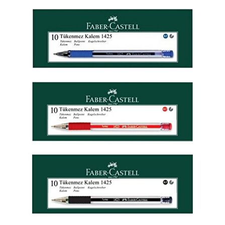 Faber-Castell 1425 İğne Uç Tükenmez Kalem 10 Mavi 10 Kırmızı 10 Siyah