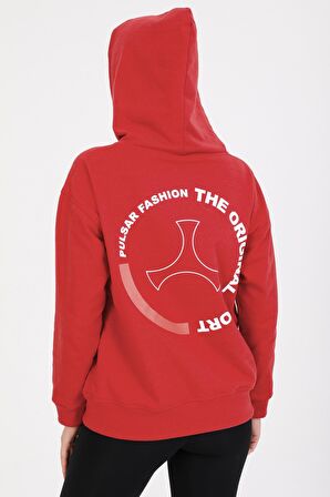 Kapşonlu Sweatshirt Hoodie Kırmızı