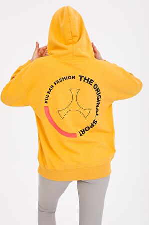 Kapşonlu Sweatshirt Hoodie Hardal