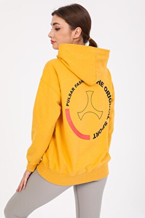 Kapşonlu Sweatshirt Hoodie Hardal