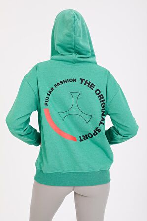 Kapşonlu Sweatshirt Hoodie Yeşil