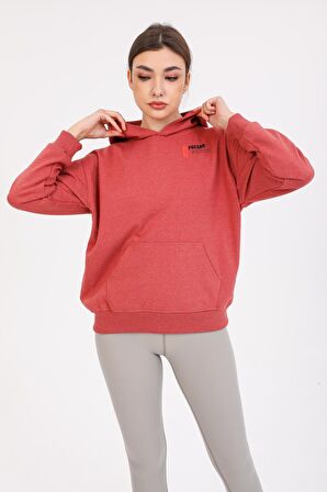 Kapşonlu Sweatshirt Hoodie Gül Kurusu