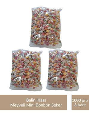 Balin Poşet Klass Meyveli Mini Bonbon Şeker 1000 gr x 3 Adet