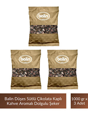 Balin Düşes Çikolata Kaplı Kahve Aromalı Sert Şeker 1000 gr x 3 Adet