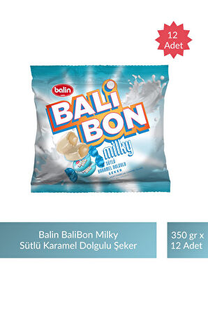 Balin Balibon Milky Sütlü Karamel Dolgulu Şeker 350 gr x 12 Adet