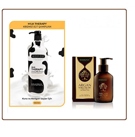 Morfose Milk Therapy Şampuan 1000 ml + Bebak Argan Özlü Saç Bakım Yağı 100 ml 