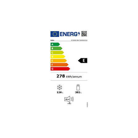 Beko 974509 MB E Enerji Sınıfı 508 Lt No Frost Buzdolabı Beyaz