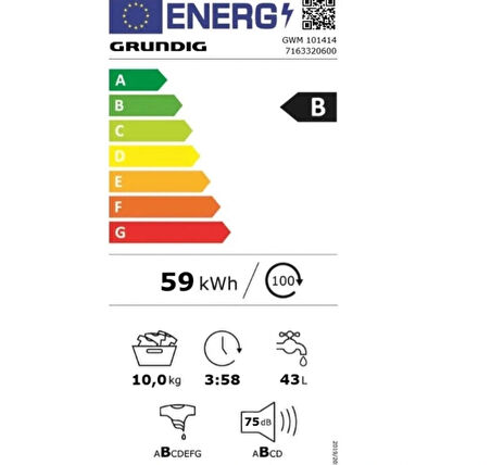 Grundig GWM 101414 B 10 kg 1400 Devir Bluetooth Bağlantılı Çamaşır Makinesi
