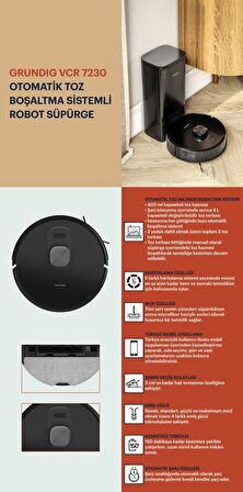 Grundig VCR 7230 Otomatik Toz Boşaltma Sistemli Robot Süpürge
