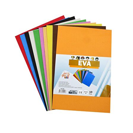 Gen-Of Eva Seti 20x30 10 Renk 3 lü (Düz Eva - Yapışkanlı Eva - Simli Eva)