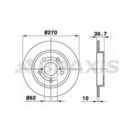 Toyota Arka Fren Diski (aynası) Duz Toyota Aurıs 1.4 D4d 2007-2011 Corolla 1.4 D4d 2007-2011 (270x5) - Braxıs Ae0293
