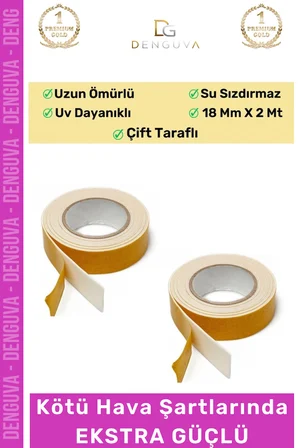 #Bant Güçlü Yapışkanlı 18mm 2m Duvar Tablo Montaj Bandı Ofis Ev Mobilya Çift Taraflı Köpük Bant - 5 Adet