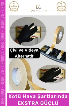 #Bant Güçlü Yapışkanlı 18mm 2m Duvar Tablo Montaj Bandı Ofis Ev Mobilya Çift Taraflı Köpük Bant - 5 Adet