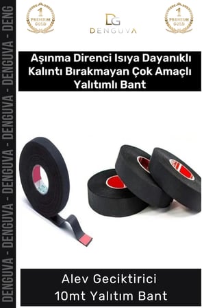 #YalıtımBantı Siyah Isıya Dayanıklı Korozyon Önleyici Pamuklu Güçlü Alev 10mt Yalıtım Bant - 1 Adet
