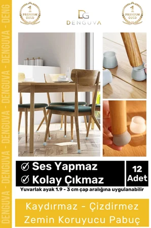 #ZeminKoruyucuSilikon Silikon Mobilya Zemin Çizilme Önleyici Gürültü Kesici Kapak Pabuç Ayak Kılıf - 12 - Adet